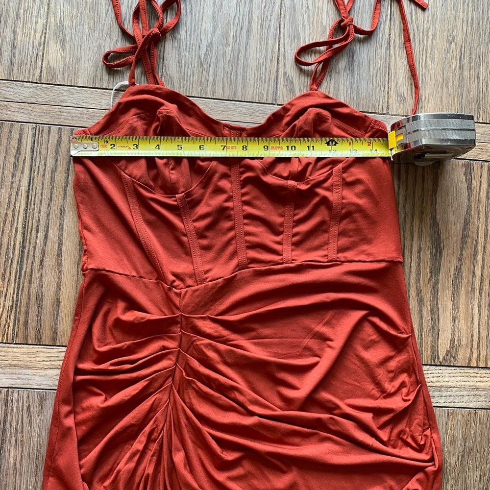 Rust Unity Solid Ruched Bustier Cami Dress - image 5